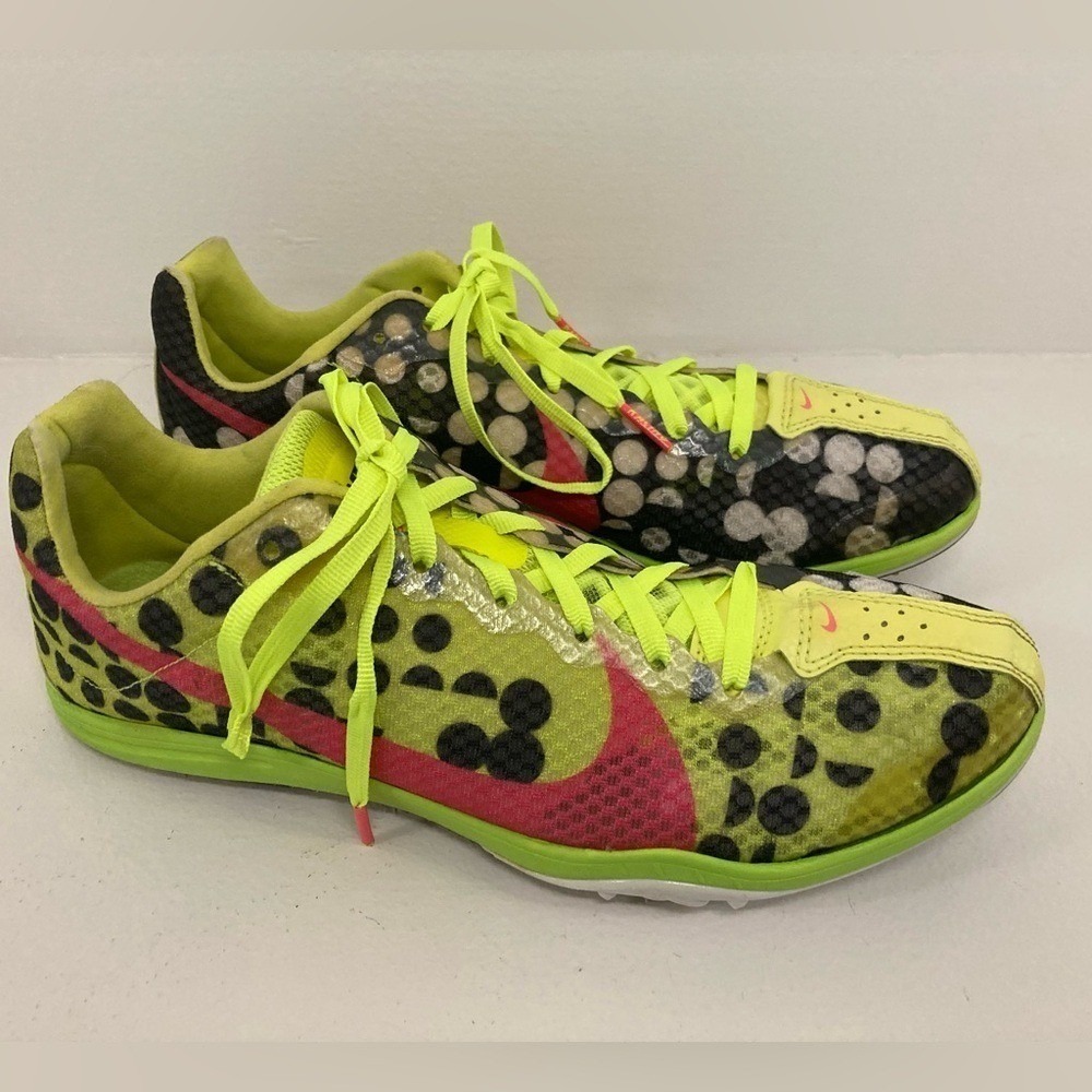 Nike Zoom Neon‎ Highlighter Yellow Track Shoes w/Black and Pink Accents